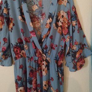 Like New Blue Floral Romper-Size Large